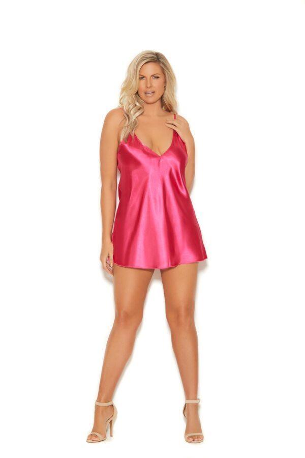 Charmeuse Chemise with Deep V Front and Adjustable… - 11023X