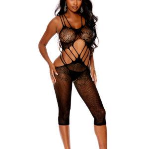 Crochet Mid Length Bodystocking with Open Crotch. - 12059