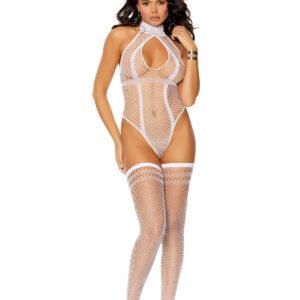 Diamond Net Teddy with Keyhole Front and Matching… - 12065