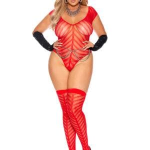 Chevron Striped Crochet Deep V Teddy and Matching… - 12142Q