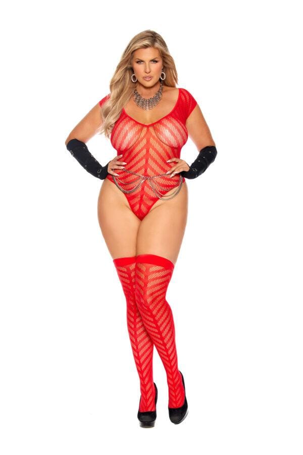 Chevron Striped Crochet Deep V Teddy and Matching… - 12142Q