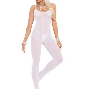 Opaque Bodystocking with Spaghetti Straps and Open Crotch. - 1601Q