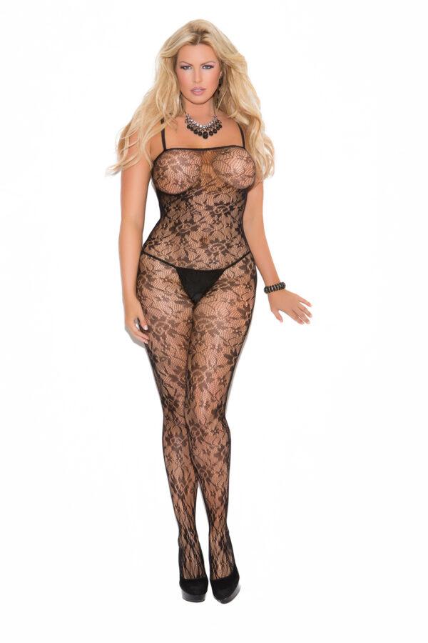 Rose Lace Bodystocking with Open Crotch. - 1610Q