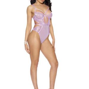 Lace and Mesh Slip on Teddy with Underwire… - 77181