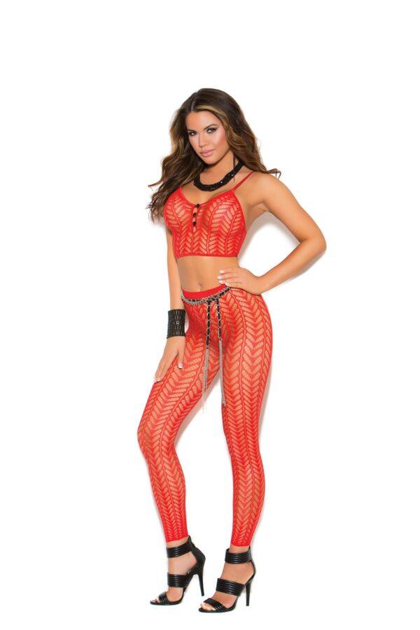 Cami Top and Matching Leggings with Feather Design. - 81279