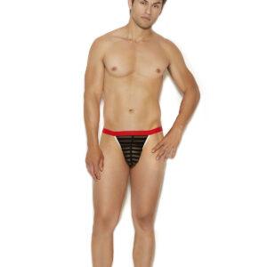 Men's Striped Mesh G-string Pouch. - 82308