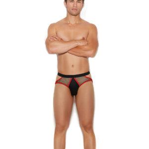 Men's Fishnet and Lycra Jock Strap with Red… - 82313