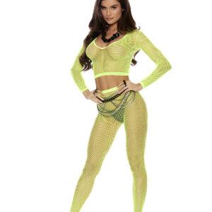 Long Sleeve Diamond Net Top and Matching Leggings. - 82489
