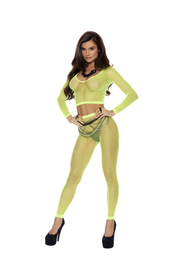 Long Sleeve Diamond Net Top and Matching Leggings. - 82489
