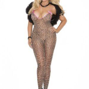 Bodystocking with Open Crotch and Satin Bows. - 8549Q