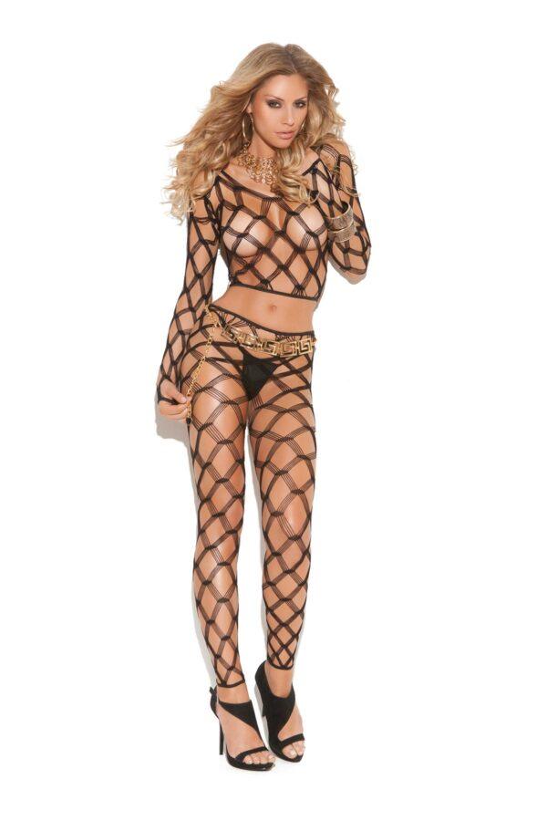 Diamond Net Long Sleeve Cami Top and Matching… - 8737