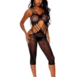 Crochet Mid Length Bodystocking with Open Crotch. - 12059