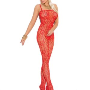 Rose Lace Bodystocking with Open Crotch. - 1610
